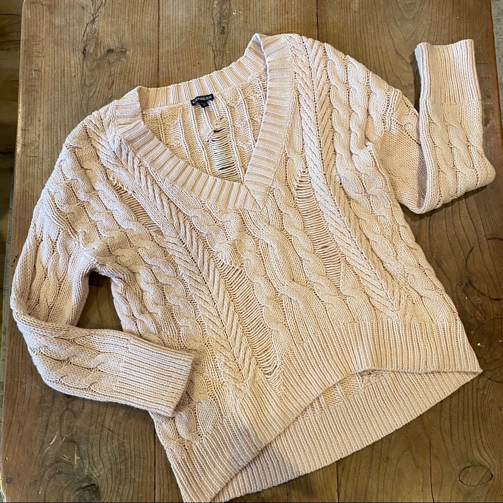 Light pink Knit v-neck Sweater